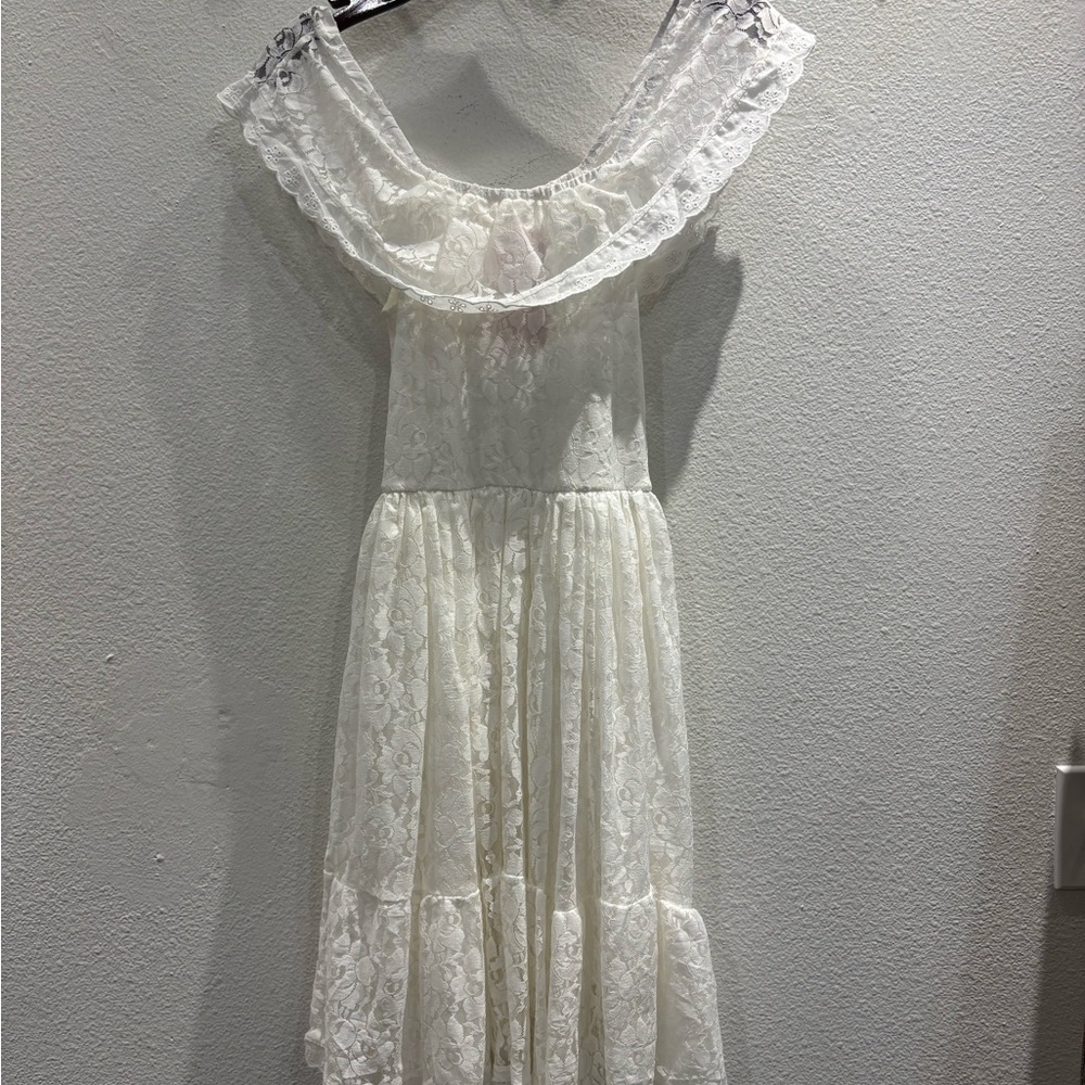 PAISLEY ALL LACE FLOWER GIRL DRESS IN WHITE OFF-SHOULDER